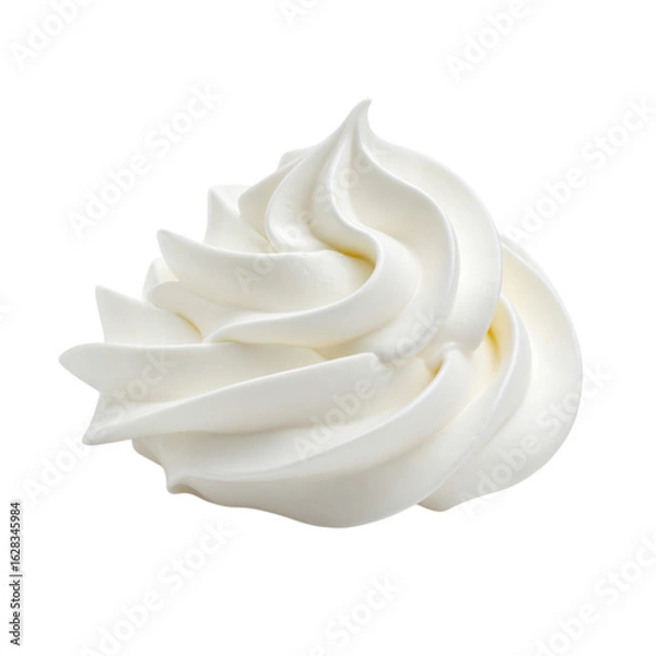 Obraz A swirl of creamy white frosting, elegantly shaped with smooth peaks and curves, ideal for topping desserts.