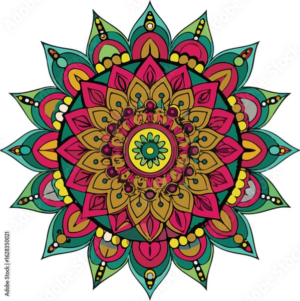 Fototapeta colorful mandala design with a circular center white background Free Vector