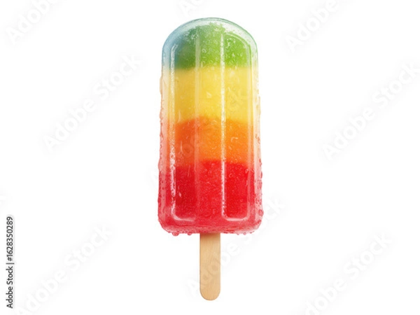 Obraz Frozen layered fruit ice pop with water droplets image, Isolated, Png Transparent Background