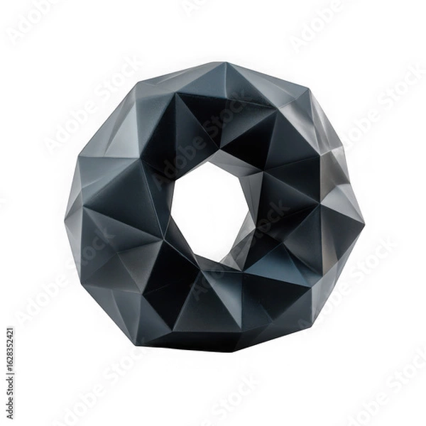 Fototapeta Abstract geometric metallic torus shape isolated on transparent background