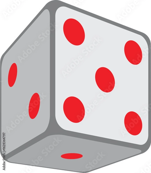 Fototapeta A Dice flat colors icon, Vector Illustration in perspectives