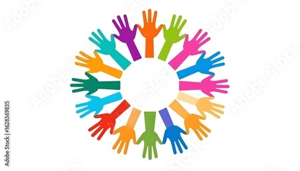 Obraz Hands in a circle, diverse colors