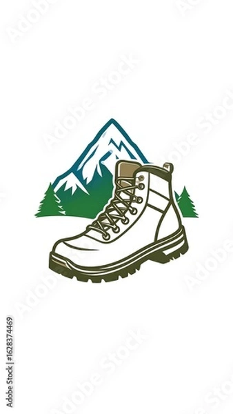 Obraz Hiking boot and mountains