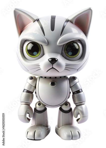 Fototapeta angry cat robot android, transparent background