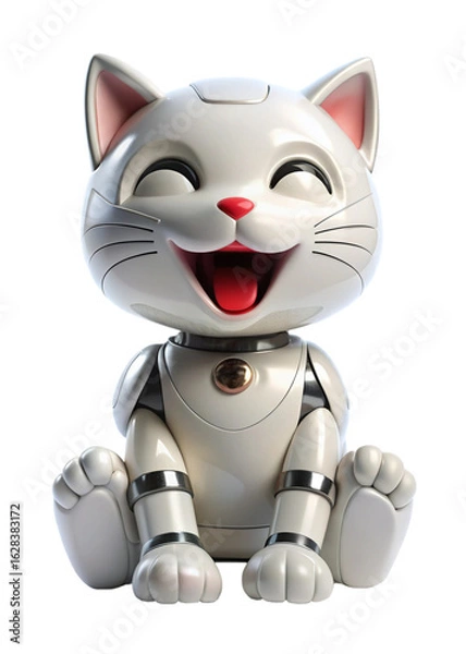 Obraz laughing AI robot cat, transparent background