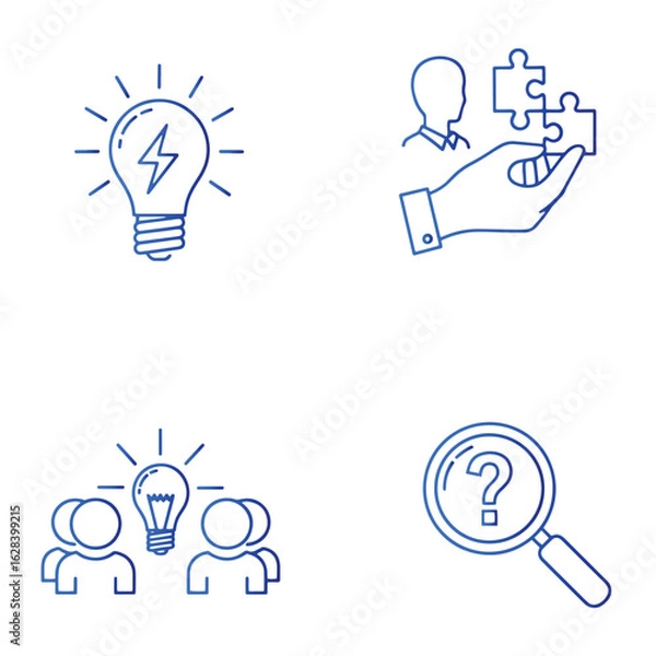 Obraz Creative thinking and problem solving concept icons depicting ideas solution and analysis