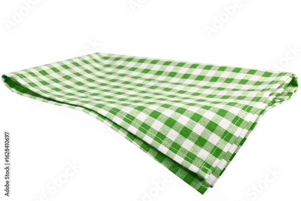 Obraz Tablecloth green checkered isolated on white background