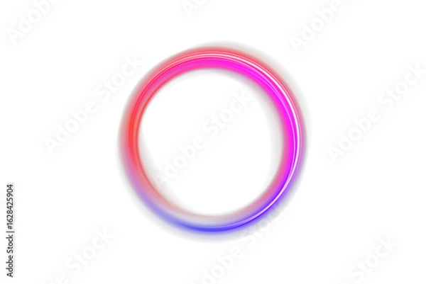 Obraz Glowing neon ellipse light trail with pink, blue, and purple gradient colors on dark background. Abstract futuristic energy flow ring, magic portal design, dynamic swirl curve with transparency for mo