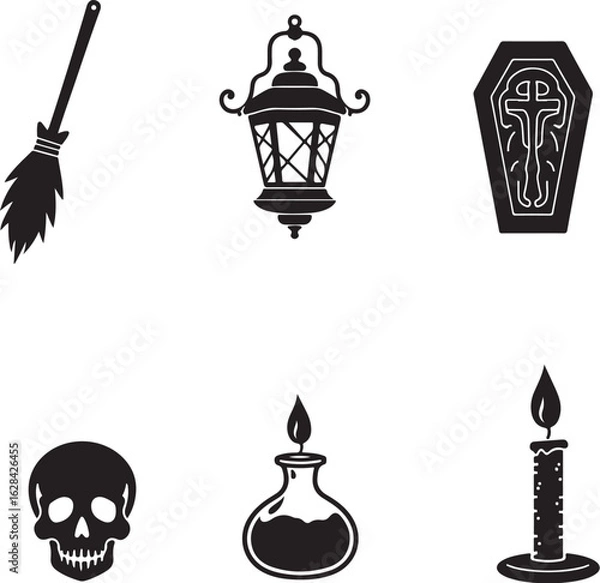 Obraz Spooky Halloween icons for festive designs and decorations