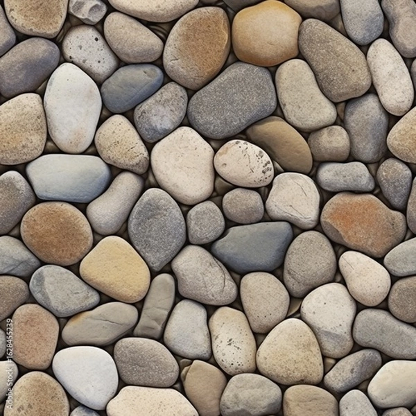 Fototapeta Smooth Rocks Patterned Background with Brown, Gray, and Beige Stones