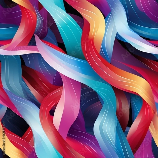 Fototapeta Abstract Colorful Leaf Pattern Swirls on Dark Background