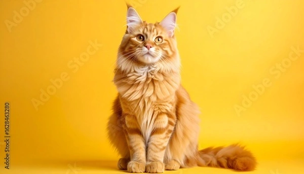 Obraz Ginger cat portrait on yellow