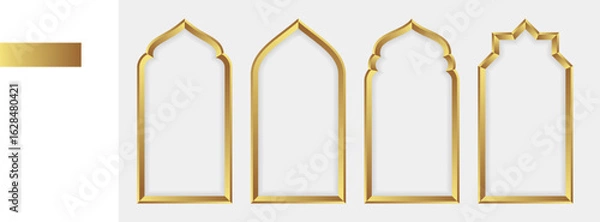 Obraz Golden Islamic window shapes in oriental style.