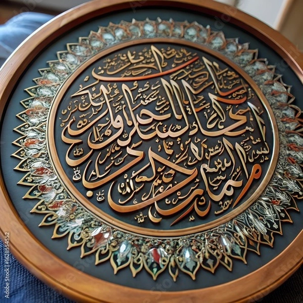Fototapeta Beautiful islamic calligraphy art with intricate design and golden accents