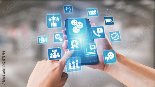 Fototapeta Customer experience review analysis, customer satisfaction improvement, feedback data evaluation, service quality enhancement, and business reputation through online review insights. Spire