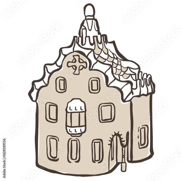 Obraz Illustration of Park Güell. Vector Graphic on the white Background.