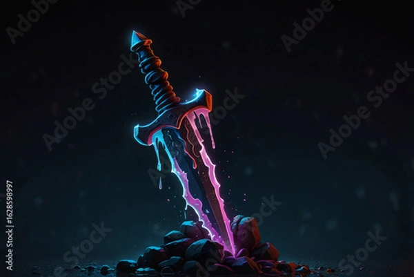 Fototapeta Magic dagger. Dark night. Gloomy background.