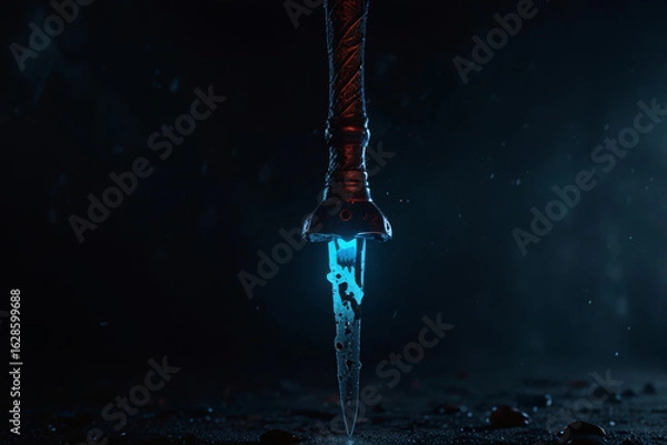 Fototapeta Magic dagger. Dark night. Gloomy background.