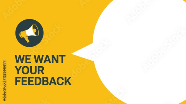 Fototapeta Minimalist Illustration of a Megaphone and Speech Bubble Announcing Feedback Request