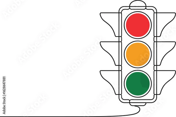 Fototapeta Minimalist Line Drawing of a Colorful Traffic Light, Isolated on Transparent