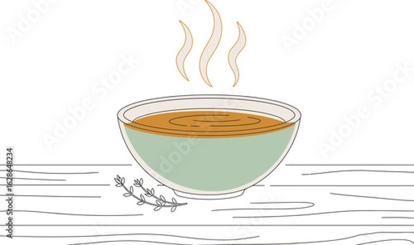 Fototapeta Minimalist Illustration of a Steaming Bowl of Soup, Isolated on a Transparent Layer