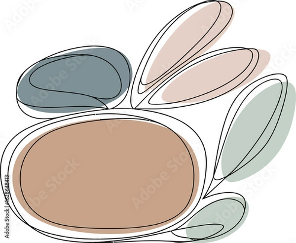Fototapeta Minimalist Line Art of Abstract Organic Shapes with Pastel Colors, Isolated