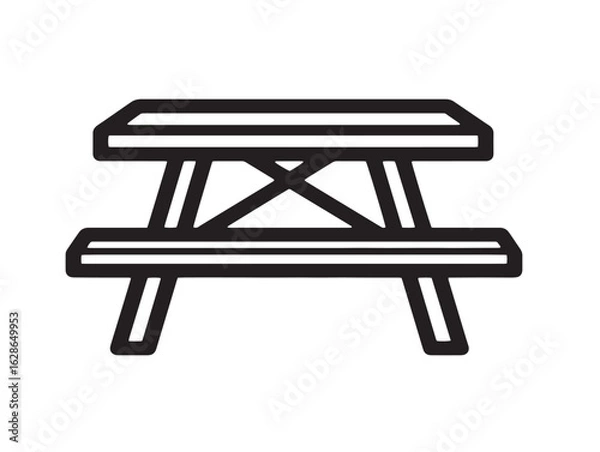 Fototapeta Stylish picnic table icon in sleek minimal vector outline