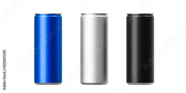 Fototapeta Metal beverage cans on a white background. Mock up. 3d rendering