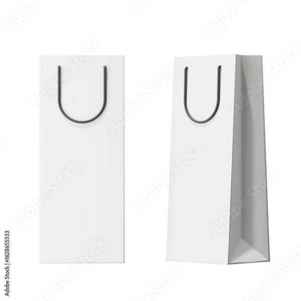 Fototapeta A long white paper gift bag on a white background. Mock up. 3d rendering