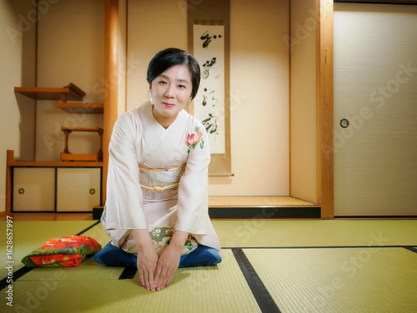 Obraz ご挨拶をする着物の女性