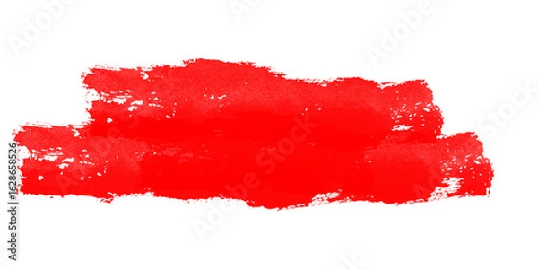 Fototapeta Red brush smear, textured abstract paint stroke with jagged edges ideal for energetic banner visuals and contemporary design projects needing vibrant visual impact
