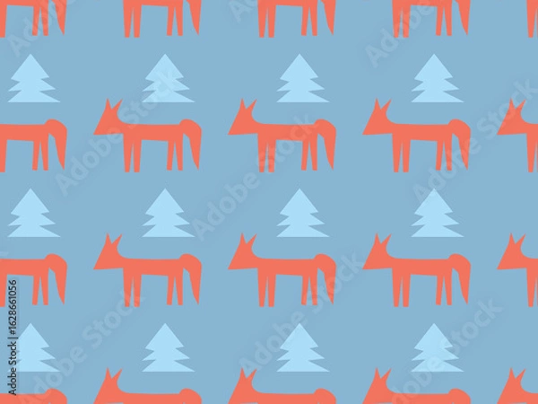 Obraz Red cartoon foxes. Vector seamless pattern. 
