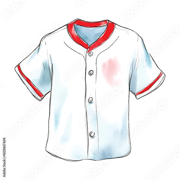 Fototapeta Watercolor Baseball Jersey Vector with Transparent Background in PNG Format for Sports Apparel Designs