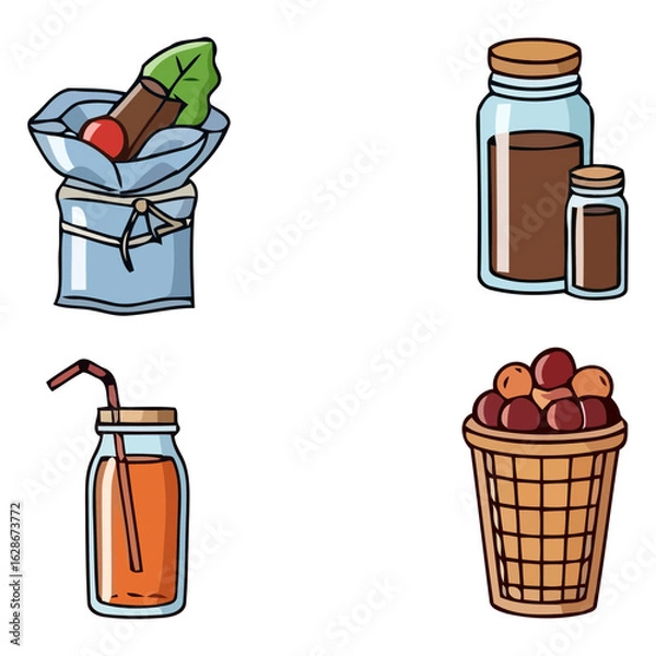 Fototapeta Food Beverage Icons Bundle Set 2