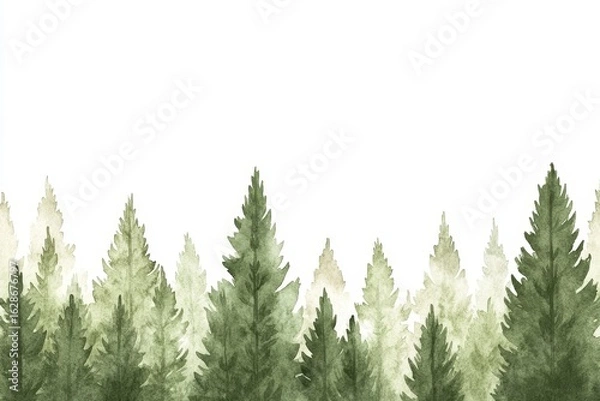 Obraz PNG watercolor forest landscape border is provided with a transparent background