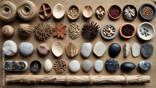 Obraz "Flatlay of Natural Raw Materials with Organic Textures"