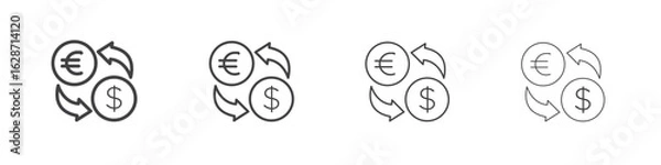 Fototapeta Money exchange icon outline drawings. Editable strokes bundle