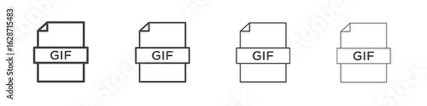 Obraz Gif icon outline drawings. Editable strokes bundle