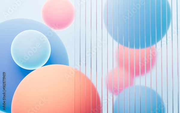 Fototapeta Abstract spheres background, mobile phone wallpaper, computer wallpaper, 3d rendering.