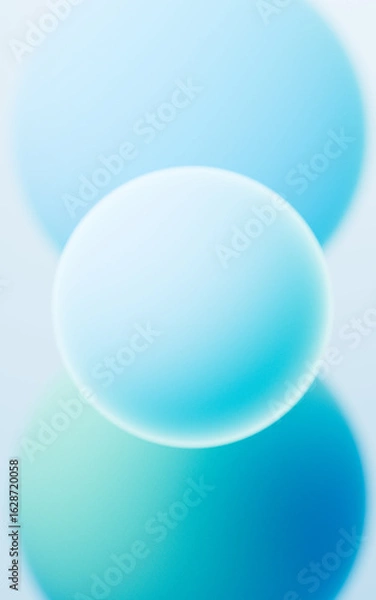 Fototapeta Turquoise abstract spheres background, mobile phone wallpaper, computer wallpaper, 3d rendering.