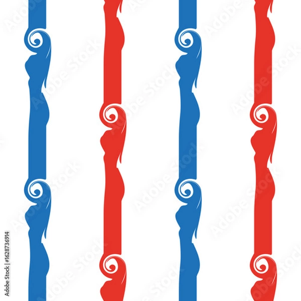 Fototapeta Seamless Pattern of Red and Blue Pillars