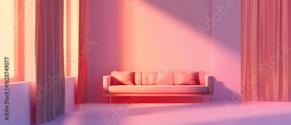 Fototapeta stage with red curtains and spotlight