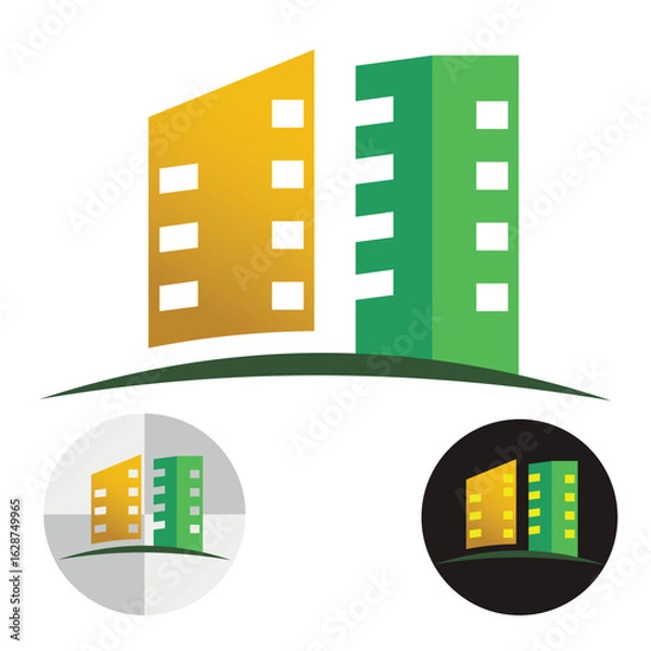 Obraz Real estate logo. Two skyscrapers vector.