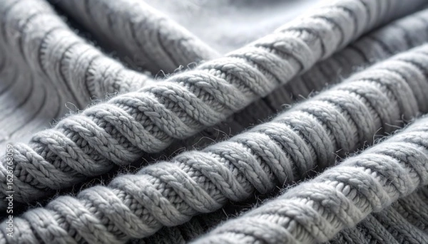 Fototapeta Closeup of Soft Gray Knitted Fabric with Ribbed Texture