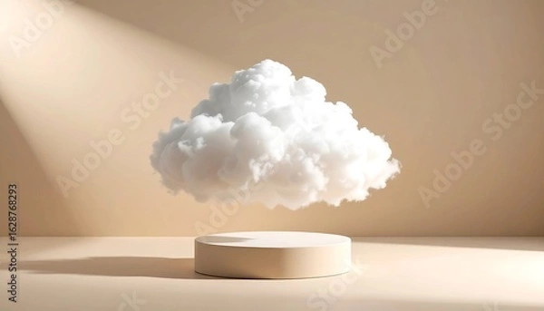 Fototapeta Cloud Floating Above Pedestal Platform in Soft Light