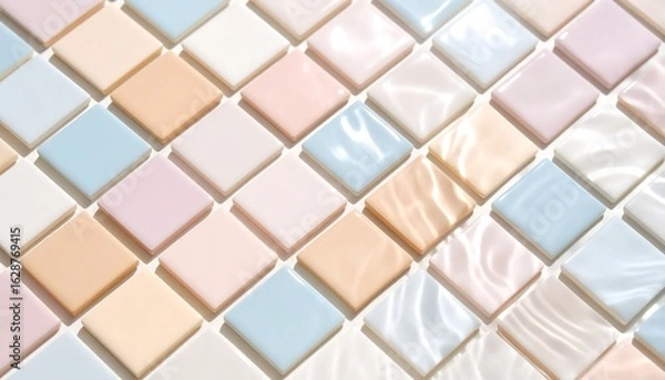 Fototapeta Colorful Square Tile Pattern in Pastel Colors