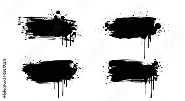 Obraz  black ink splatter paint white background