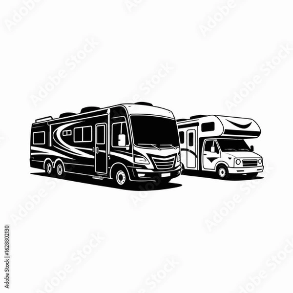 Fototapeta Recreational Vehicles Illustration in Black and White