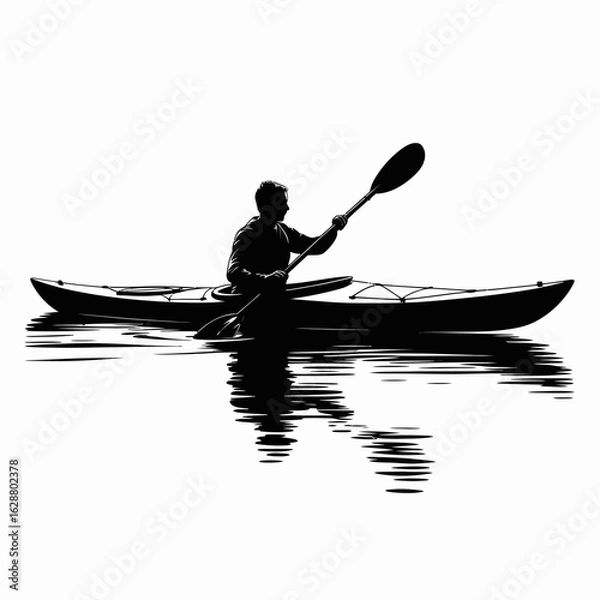 Obraz Silhouette of a Kayaker on Calm Water
