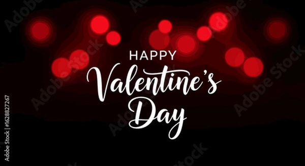 Fototapeta A vibrant red background with happy Valentine's day typography